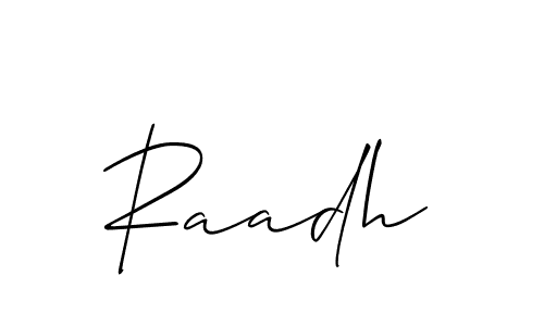 The best way (Allison_Script) to make a short signature is to pick only two or three words in your name. The name Raadh include a total of six letters. For converting this name. Raadh signature style 2 images and pictures png