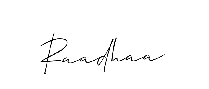 if you are searching for the best signature style for your name Raadhaa. so please give up your signature search. here we have designed multiple signature styles  using Allison_Script. Raadhaa signature style 2 images and pictures png