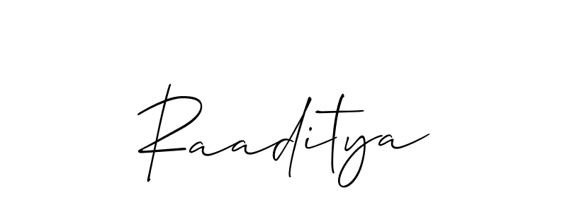 The best way (Allison_Script) to make a short signature is to pick only two or three words in your name. The name Raaditya include a total of six letters. For converting this name. Raaditya signature style 2 images and pictures png