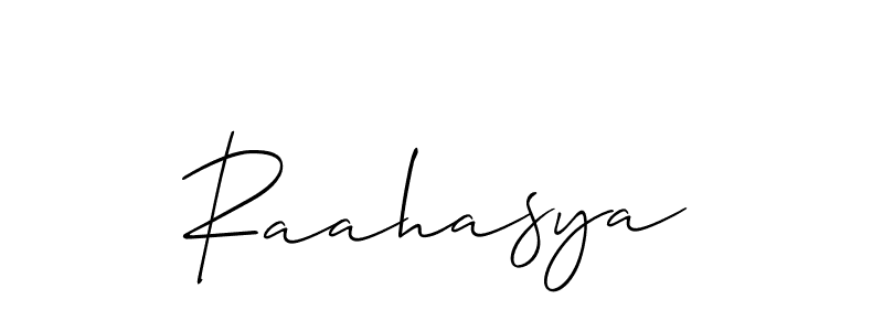 Raahasya stylish signature style. Best Handwritten Sign (Allison_Script) for my name. Handwritten Signature Collection Ideas for my name Raahasya. Raahasya signature style 2 images and pictures png