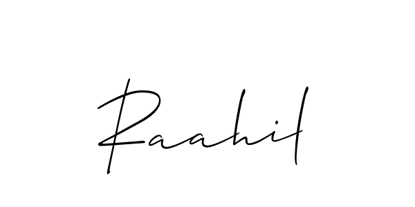 How to make Raahil name signature. Use Allison_Script style for creating short signs online. This is the latest handwritten sign. Raahil signature style 2 images and pictures png