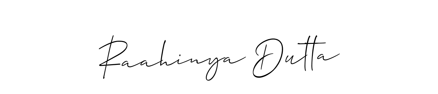 Design your own signature with our free online signature maker. With this signature software, you can create a handwritten (Allison_Script) signature for name Raahinya Dutta. Raahinya Dutta signature style 2 images and pictures png