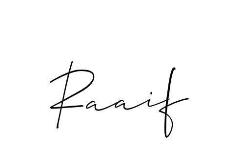 Design your own signature with our free online signature maker. With this signature software, you can create a handwritten (Allison_Script) signature for name Raaif. Raaif signature style 2 images and pictures png