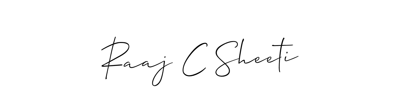 The best way (Allison_Script) to make a short signature is to pick only two or three words in your name. The name Raaj C Sheeti include a total of six letters. For converting this name. Raaj C Sheeti signature style 2 images and pictures png