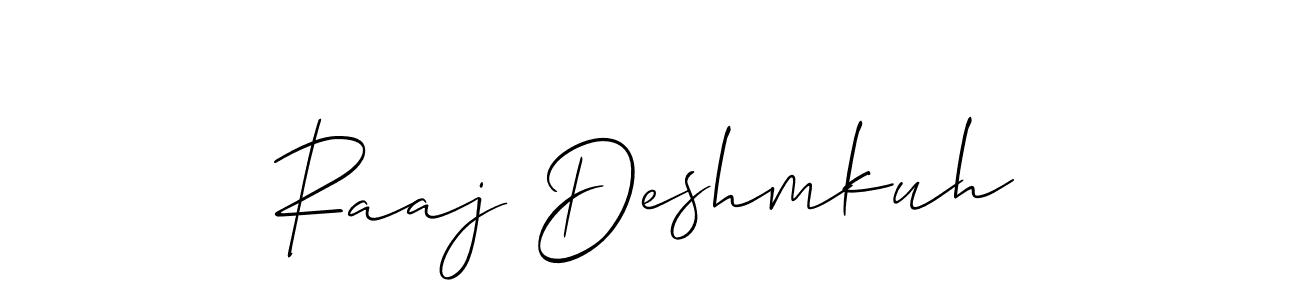 You should practise on your own different ways (Allison_Script) to write your name (Raaj Deshmkuh) in signature. don't let someone else do it for you. Raaj Deshmkuh signature style 2 images and pictures png