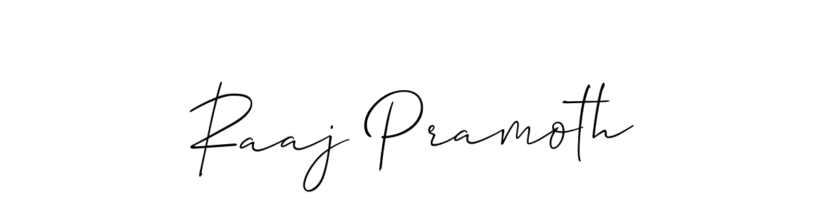 Use a signature maker to create a handwritten signature online. With this signature software, you can design (Allison_Script) your own signature for name Raaj Pramoth. Raaj Pramoth signature style 2 images and pictures png