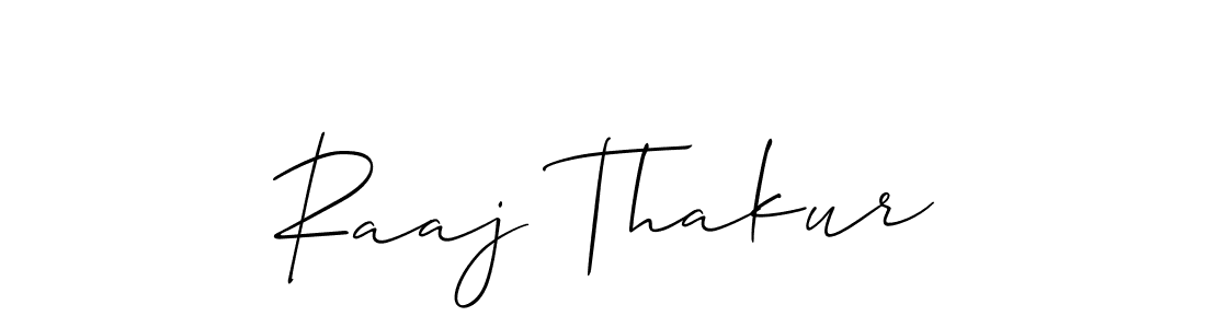 How to make Raaj Thakur name signature. Use Allison_Script style for creating short signs online. This is the latest handwritten sign. Raaj Thakur signature style 2 images and pictures png