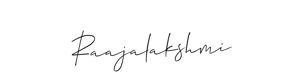 Use a signature maker to create a handwritten signature online. With this signature software, you can design (Allison_Script) your own signature for name Raajalakshmi. Raajalakshmi signature style 2 images and pictures png