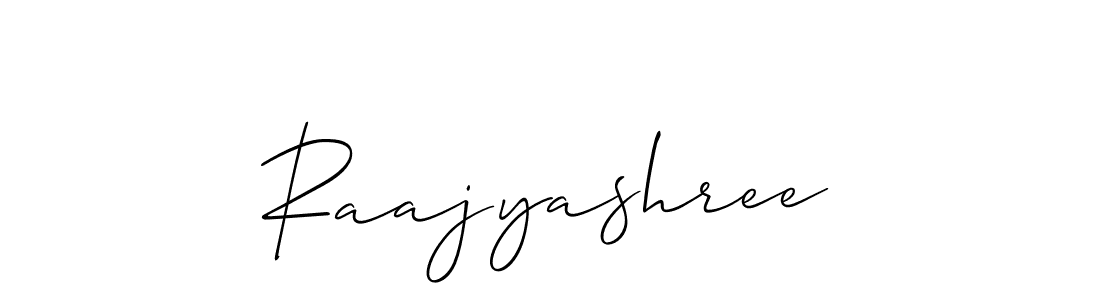 Use a signature maker to create a handwritten signature online. With this signature software, you can design (Allison_Script) your own signature for name Raajyashree. Raajyashree signature style 2 images and pictures png