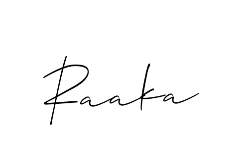 It looks lik you need a new signature style for name Raaka. Design unique handwritten (Allison_Script) signature with our free signature maker in just a few clicks. Raaka signature style 2 images and pictures png