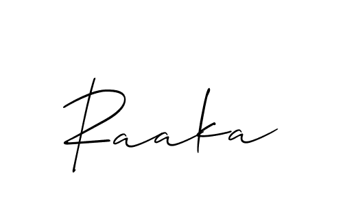 It looks lik you need a new signature style for name Raaka. Design unique handwritten (Allison_Script) signature with our free signature maker in just a few clicks. Raaka signature style 2 images and pictures png