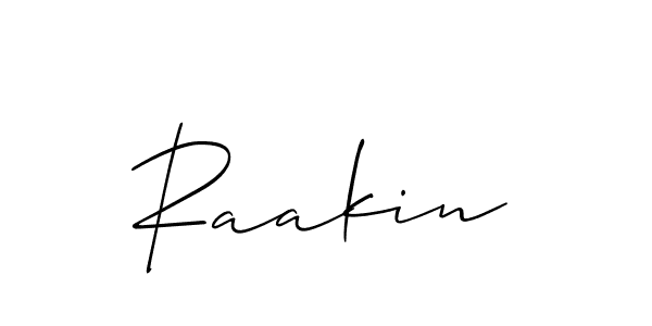 Create a beautiful signature design for name Raakin. With this signature (Allison_Script) fonts, you can make a handwritten signature for free. Raakin signature style 2 images and pictures png