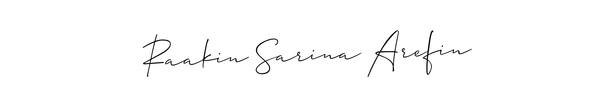 This is the best signature style for the Raakin Sarina Arefin name. Also you like these signature font (Allison_Script). Mix name signature. Raakin Sarina Arefin signature style 2 images and pictures png