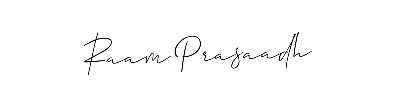 Make a beautiful signature design for name Raam Prasaadh. With this signature (Allison_Script) style, you can create a handwritten signature for free. Raam Prasaadh signature style 2 images and pictures png