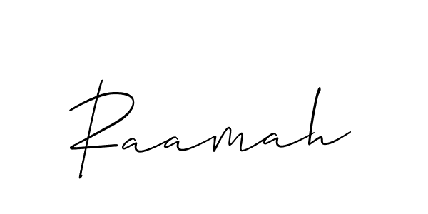 if you are searching for the best signature style for your name Raamah. so please give up your signature search. here we have designed multiple signature styles  using Allison_Script. Raamah signature style 2 images and pictures png