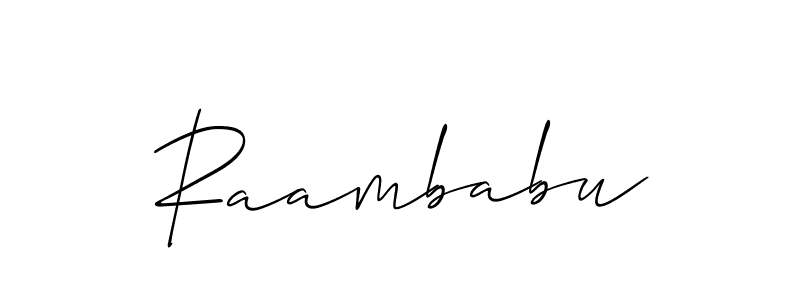 Design your own signature with our free online signature maker. With this signature software, you can create a handwritten (Allison_Script) signature for name Raambabu. Raambabu signature style 2 images and pictures png