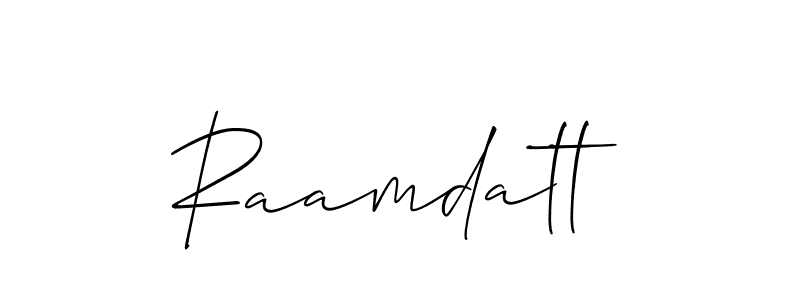 Make a short Raamdatt signature style. Manage your documents anywhere anytime using Allison_Script. Create and add eSignatures, submit forms, share and send files easily. Raamdatt signature style 2 images and pictures png