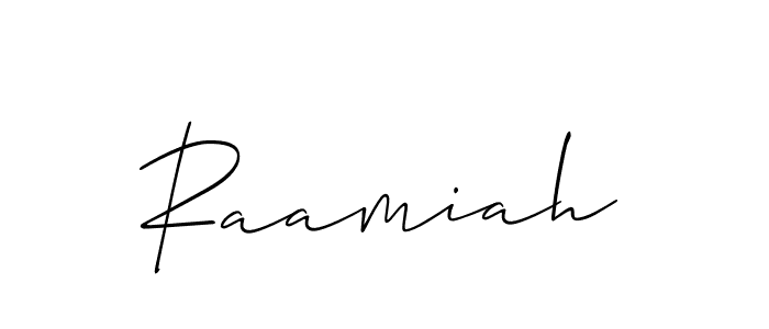 How to make Raamiah signature? Allison_Script is a professional autograph style. Create handwritten signature for Raamiah name. Raamiah signature style 2 images and pictures png