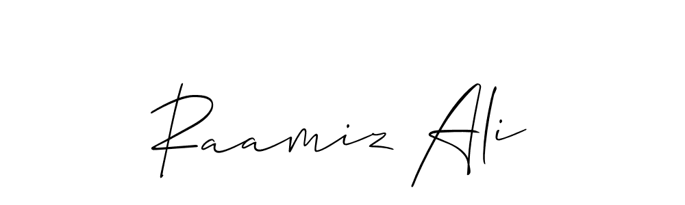 Make a short Raamiz Ali signature style. Manage your documents anywhere anytime using Allison_Script. Create and add eSignatures, submit forms, share and send files easily. Raamiz Ali signature style 2 images and pictures png