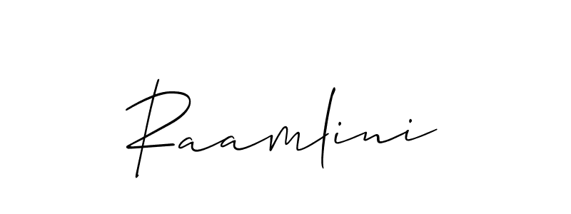 Create a beautiful signature design for name Raamlini. With this signature (Allison_Script) fonts, you can make a handwritten signature for free. Raamlini signature style 2 images and pictures png