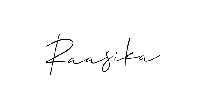 Create a beautiful signature design for name Raasika. With this signature (Allison_Script) fonts, you can make a handwritten signature for free. Raasika signature style 2 images and pictures png