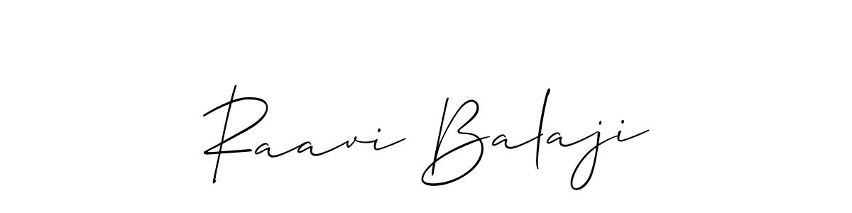 Use a signature maker to create a handwritten signature online. With this signature software, you can design (Allison_Script) your own signature for name Raavi Balaji. Raavi Balaji signature style 2 images and pictures png