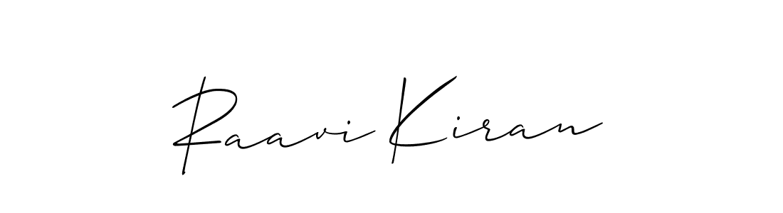 Make a short Raavi Kiran signature style. Manage your documents anywhere anytime using Allison_Script. Create and add eSignatures, submit forms, share and send files easily. Raavi Kiran signature style 2 images and pictures png