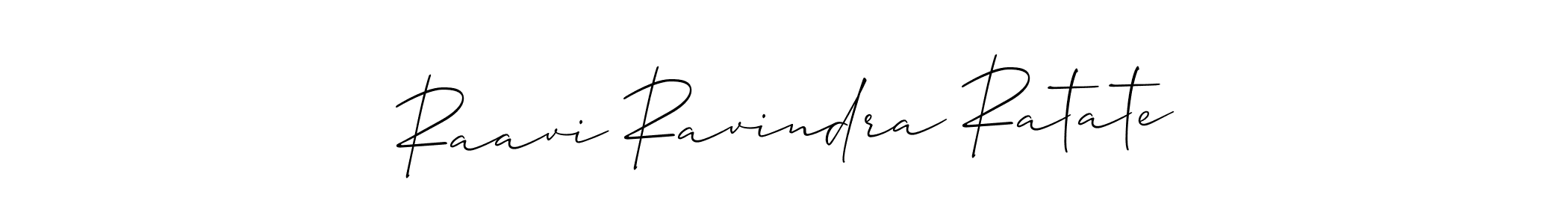 How to make Raavi Ravindra Ratate name signature. Use Allison_Script style for creating short signs online. This is the latest handwritten sign. Raavi Ravindra Ratate signature style 2 images and pictures png