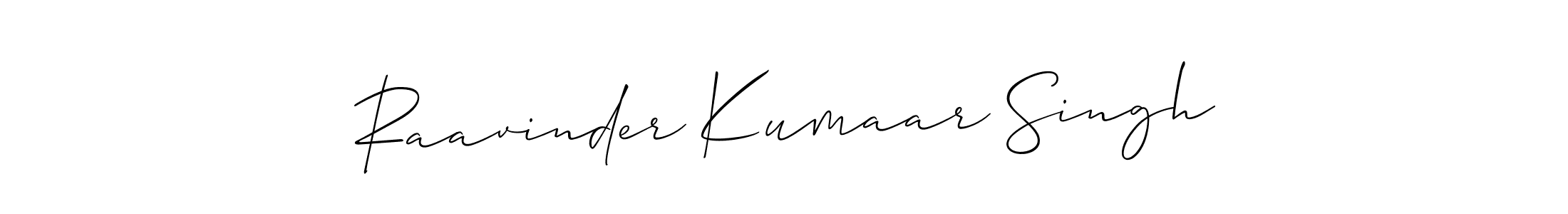How to make Raavinder Kumaar Singh name signature. Use Allison_Script style for creating short signs online. This is the latest handwritten sign. Raavinder Kumaar Singh signature style 2 images and pictures png