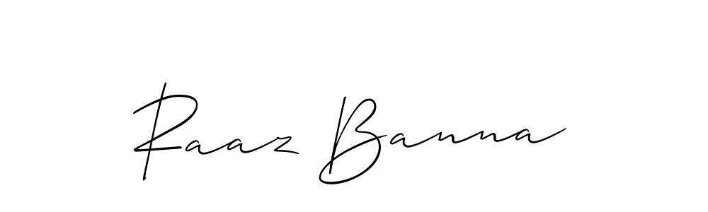 if you are searching for the best signature style for your name Raaz Banna. so please give up your signature search. here we have designed multiple signature styles  using Allison_Script. Raaz Banna signature style 2 images and pictures png