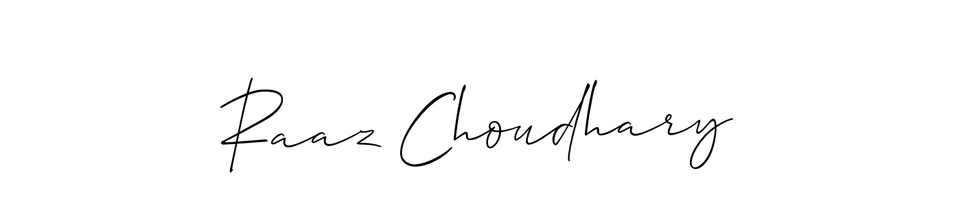 if you are searching for the best signature style for your name Raaz Choudhary. so please give up your signature search. here we have designed multiple signature styles  using Allison_Script. Raaz Choudhary signature style 2 images and pictures png