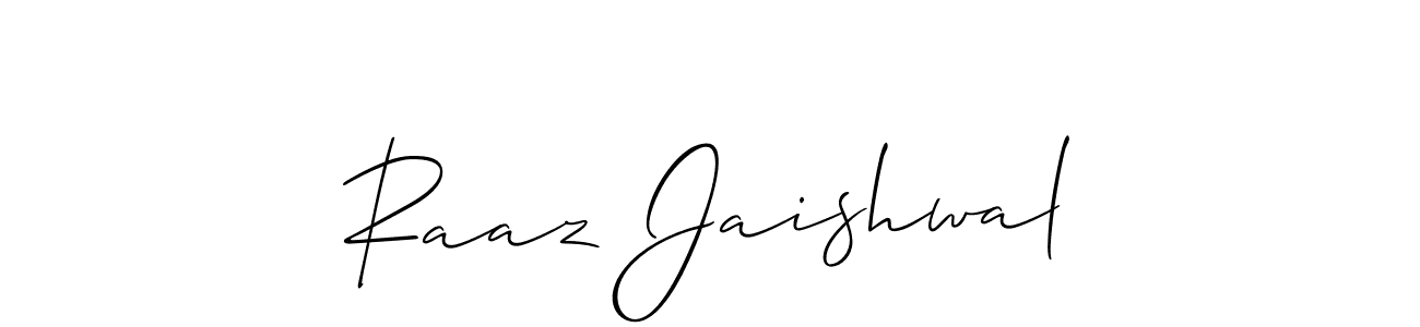 Use a signature maker to create a handwritten signature online. With this signature software, you can design (Allison_Script) your own signature for name Raaz Jaishwal. Raaz Jaishwal signature style 2 images and pictures png