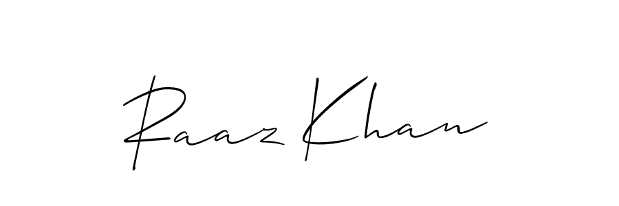 Design your own signature with our free online signature maker. With this signature software, you can create a handwritten (Allison_Script) signature for name Raaz Khan. Raaz Khan signature style 2 images and pictures png