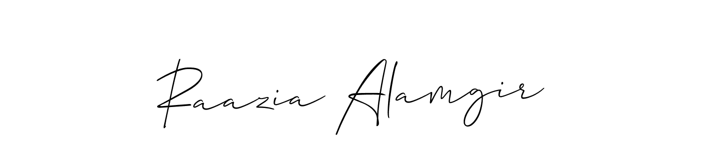 Use a signature maker to create a handwritten signature online. With this signature software, you can design (Allison_Script) your own signature for name Raazia Alamgir. Raazia Alamgir signature style 2 images and pictures png