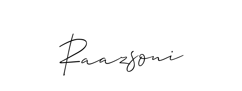 Similarly Allison_Script is the best handwritten signature design. Signature creator online .You can use it as an online autograph creator for name Raazsoni. Raazsoni signature style 2 images and pictures png