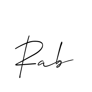 if you are searching for the best signature style for your name Rab. so please give up your signature search. here we have designed multiple signature styles  using Allison_Script. Rab signature style 2 images and pictures png