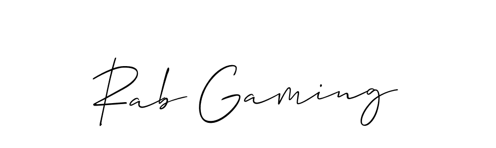 It looks lik you need a new signature style for name Rab Gaming. Design unique handwritten (Allison_Script) signature with our free signature maker in just a few clicks. Rab Gaming signature style 2 images and pictures png
