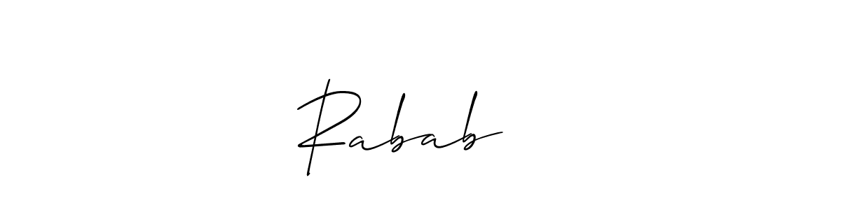 if you are searching for the best signature style for your name Rabab ♥️. so please give up your signature search. here we have designed multiple signature styles  using Allison_Script. Rabab ♥️ signature style 2 images and pictures png