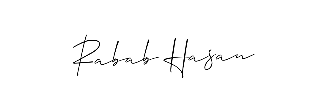 Use a signature maker to create a handwritten signature online. With this signature software, you can design (Allison_Script) your own signature for name Rabab Hasan. Rabab Hasan signature style 2 images and pictures png