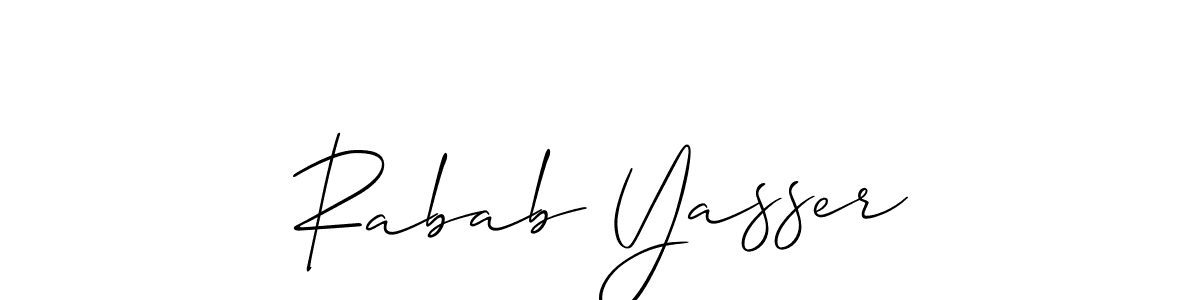 Also You can easily find your signature by using the search form. We will create Rabab Yasser name handwritten signature images for you free of cost using Allison_Script sign style. Rabab Yasser signature style 2 images and pictures png