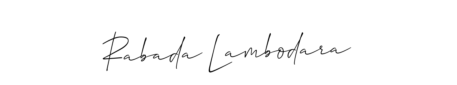 Use a signature maker to create a handwritten signature online. With this signature software, you can design (Allison_Script) your own signature for name Rabada Lambodara. Rabada Lambodara signature style 2 images and pictures png