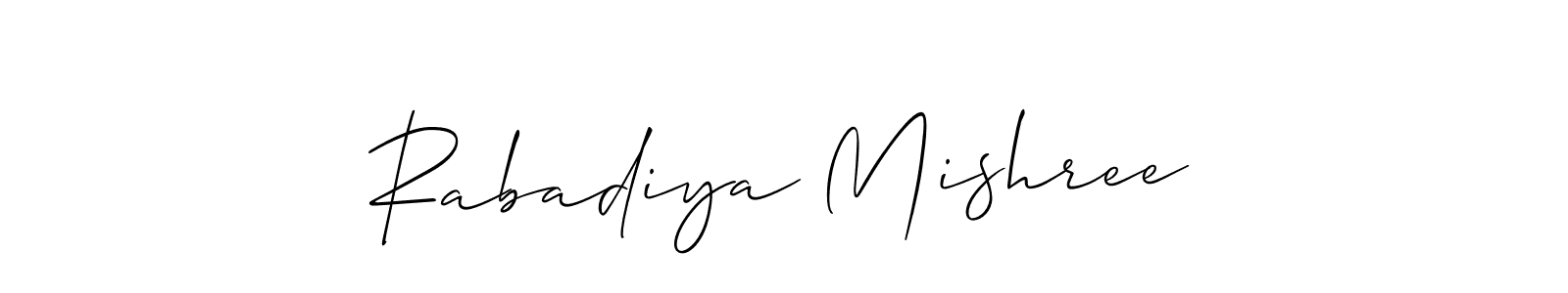 Also You can easily find your signature by using the search form. We will create Rabadiya Mishree name handwritten signature images for you free of cost using Allison_Script sign style. Rabadiya Mishree signature style 2 images and pictures png