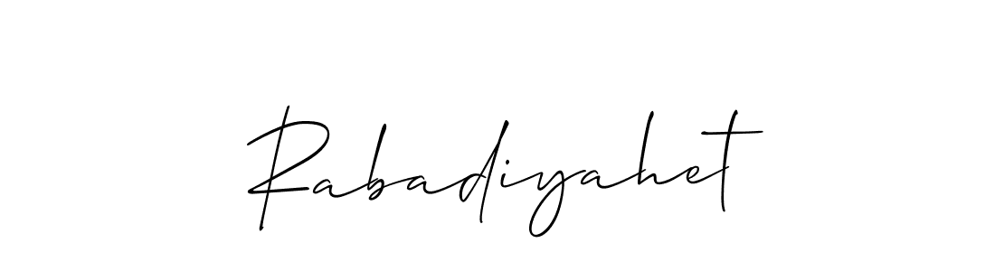 Also You can easily find your signature by using the search form. We will create Rabadiyahet name handwritten signature images for you free of cost using Allison_Script sign style. Rabadiyahet signature style 2 images and pictures png