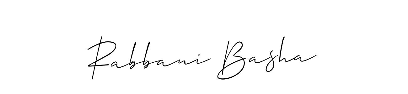 The best way (Allison_Script) to make a short signature is to pick only two or three words in your name. The name Rabbani Basha include a total of six letters. For converting this name. Rabbani Basha signature style 2 images and pictures png