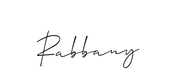 Make a beautiful signature design for name Rabbany. With this signature (Allison_Script) style, you can create a handwritten signature for free. Rabbany signature style 2 images and pictures png