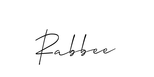 It looks lik you need a new signature style for name Rabbee. Design unique handwritten (Allison_Script) signature with our free signature maker in just a few clicks. Rabbee signature style 2 images and pictures png