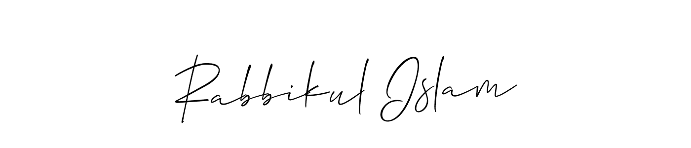 Create a beautiful signature design for name Rabbikul Islam. With this signature (Allison_Script) fonts, you can make a handwritten signature for free. Rabbikul Islam signature style 2 images and pictures png