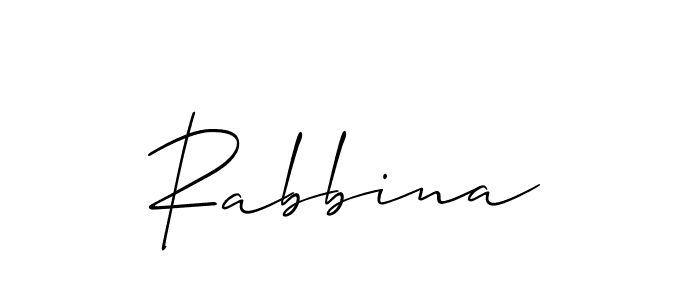 Allison_Script is a professional signature style that is perfect for those who want to add a touch of class to their signature. It is also a great choice for those who want to make their signature more unique. Get Rabbina name to fancy signature for free. Rabbina signature style 2 images and pictures png