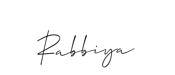 Allison_Script is a professional signature style that is perfect for those who want to add a touch of class to their signature. It is also a great choice for those who want to make their signature more unique. Get Rabbiya name to fancy signature for free. Rabbiya signature style 2 images and pictures png