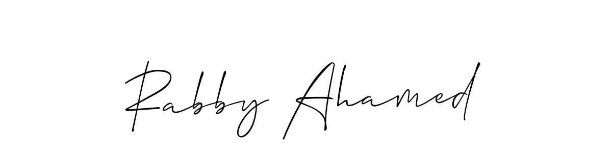 Rabby Ahamed stylish signature style. Best Handwritten Sign (Allison_Script) for my name. Handwritten Signature Collection Ideas for my name Rabby Ahamed. Rabby Ahamed signature style 2 images and pictures png